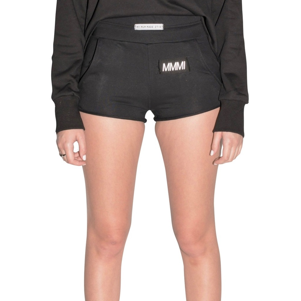 Black Comfort Shorts with Reflective Logo